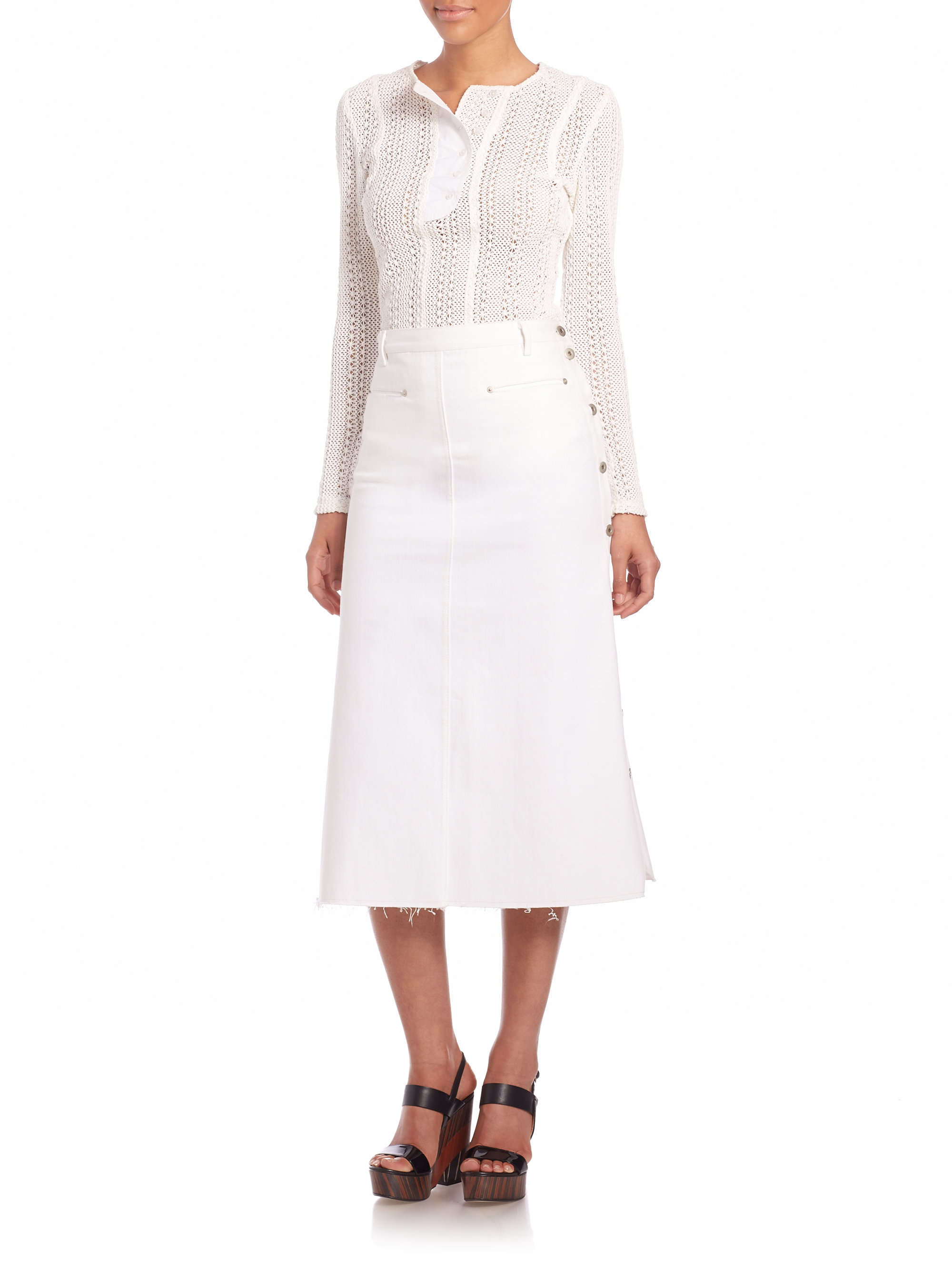 white midi length skirt
