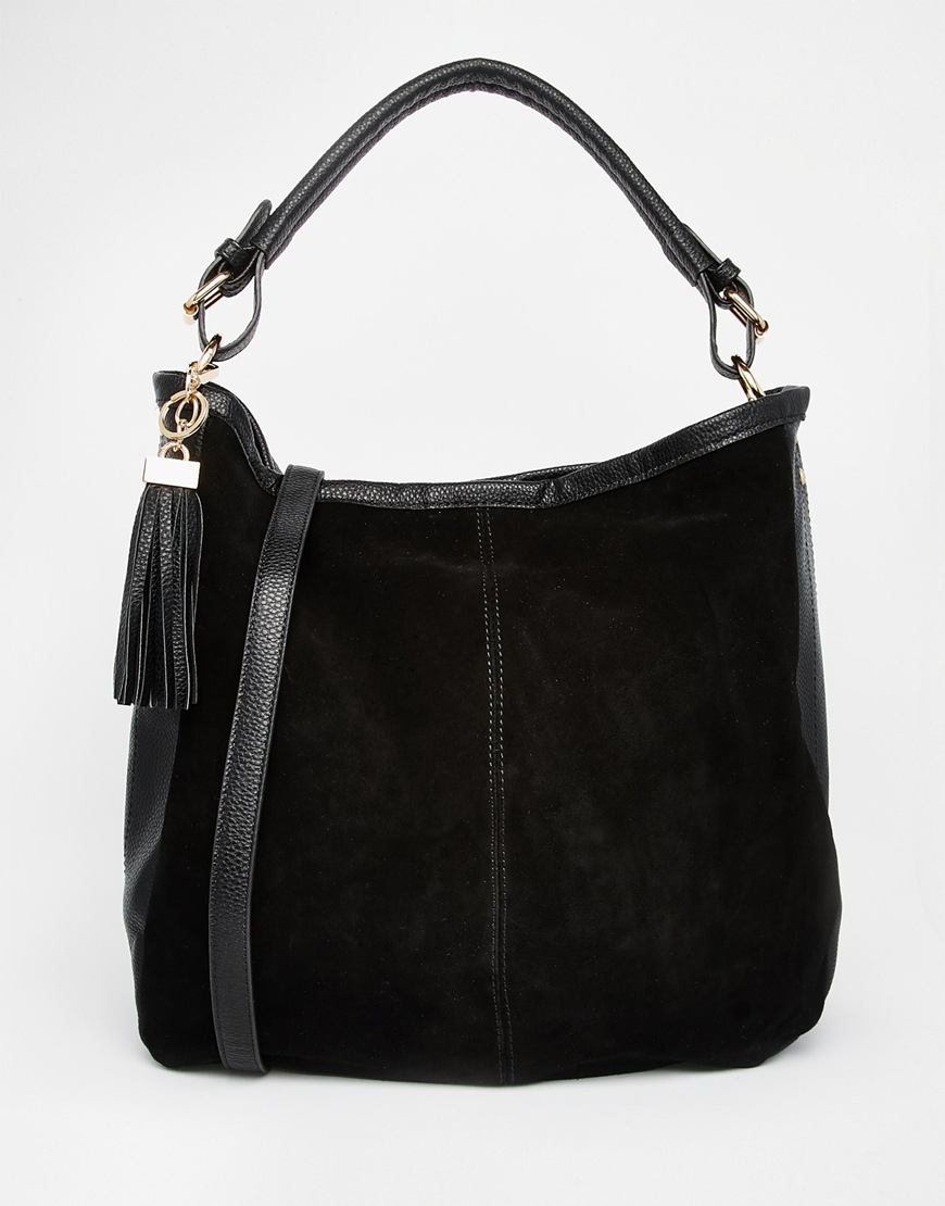 Large Black Suede Hobo Handbag | Paul Smith