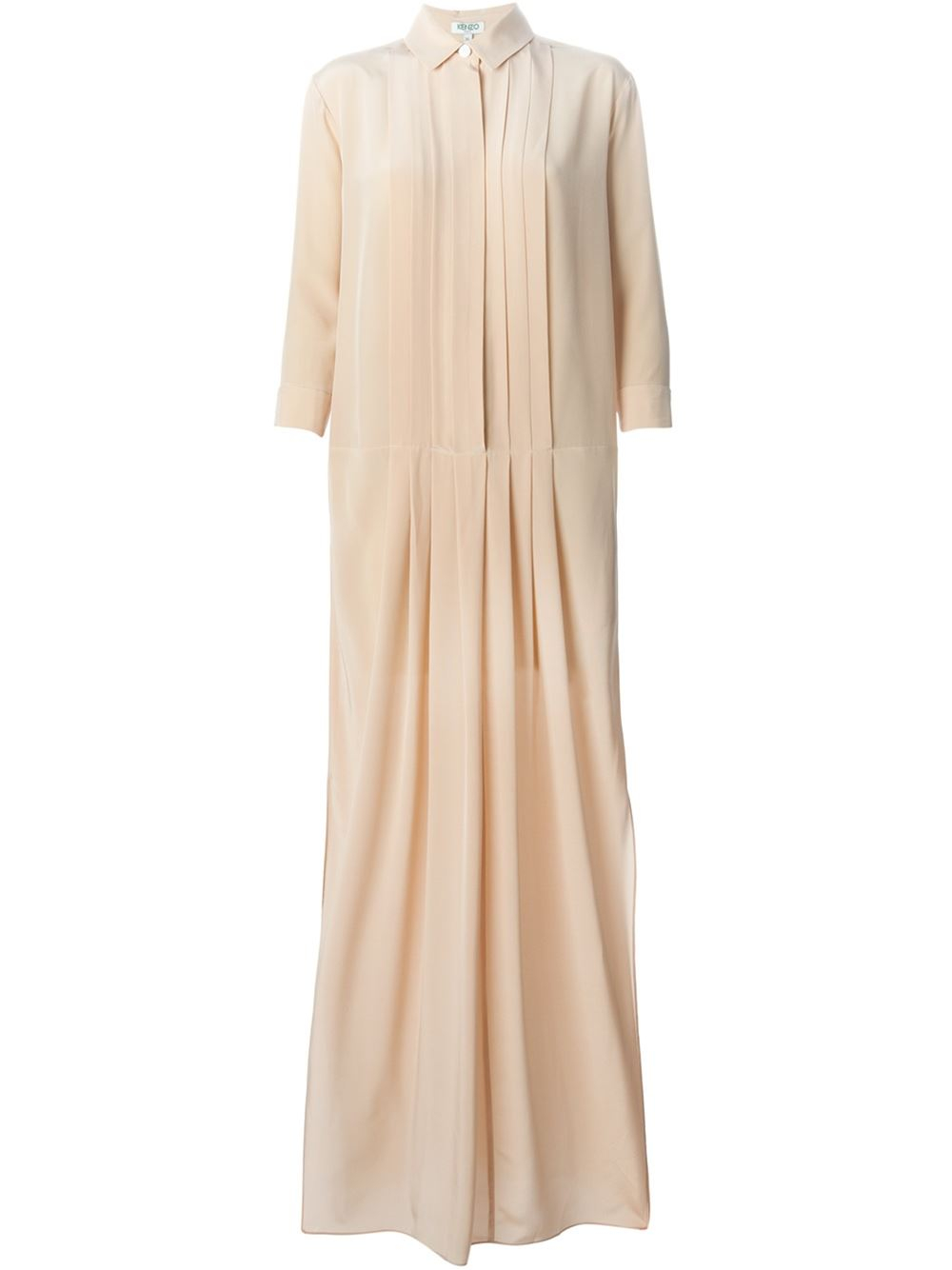 kenzo nude neutrals pleated maxi shirt dress beige product 0 501433764 normal