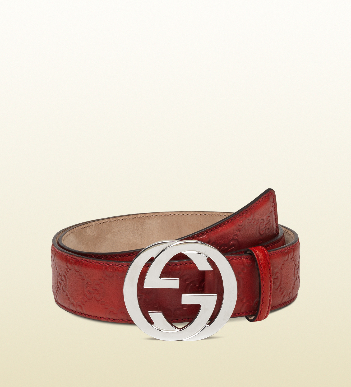 Lyst - Gucci Belt With Interlocking G Buckle in Red for Men