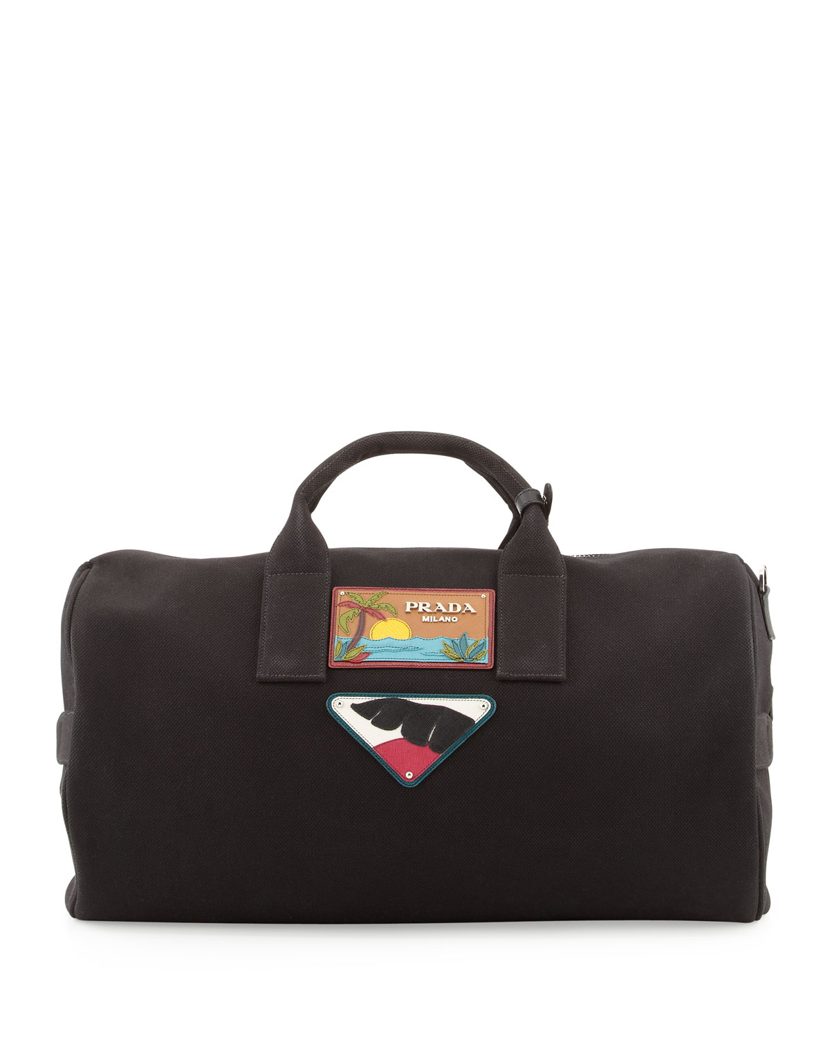 Prada Mens Beach Plaque Canvas Duffel Bag in Black for Men | Lyst