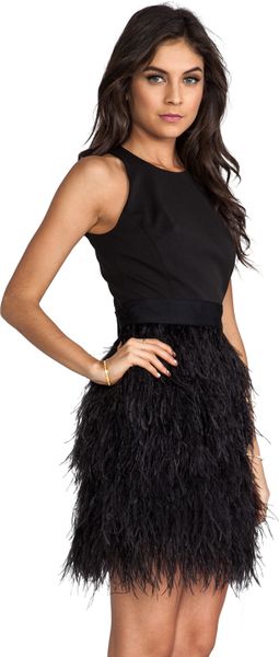 Milly Milly Cocktail Feather Dress in Black in Black | Lyst