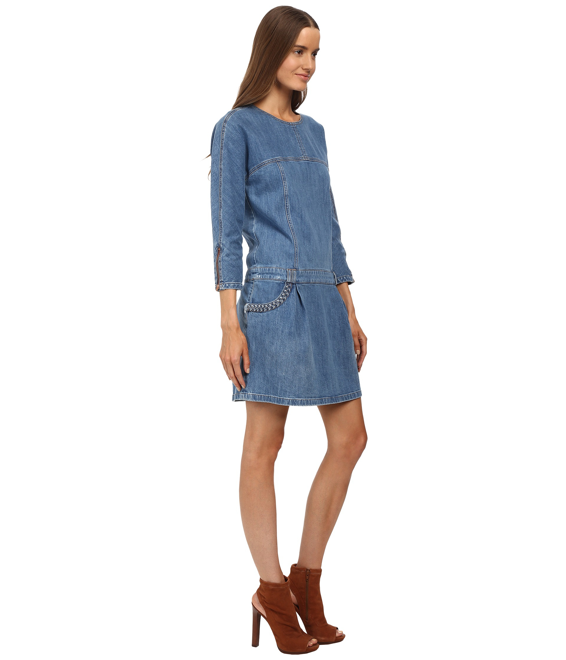 See By Chloé Long Sleeve Denim Dress in Blue Lyst