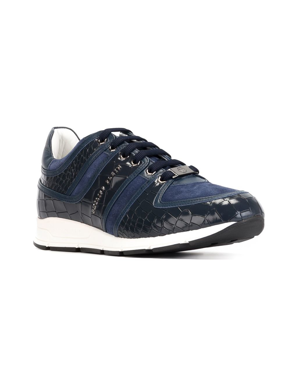 Philipp plein Not Me Leather and Suede Sneakers in Blue for Men | Lyst
