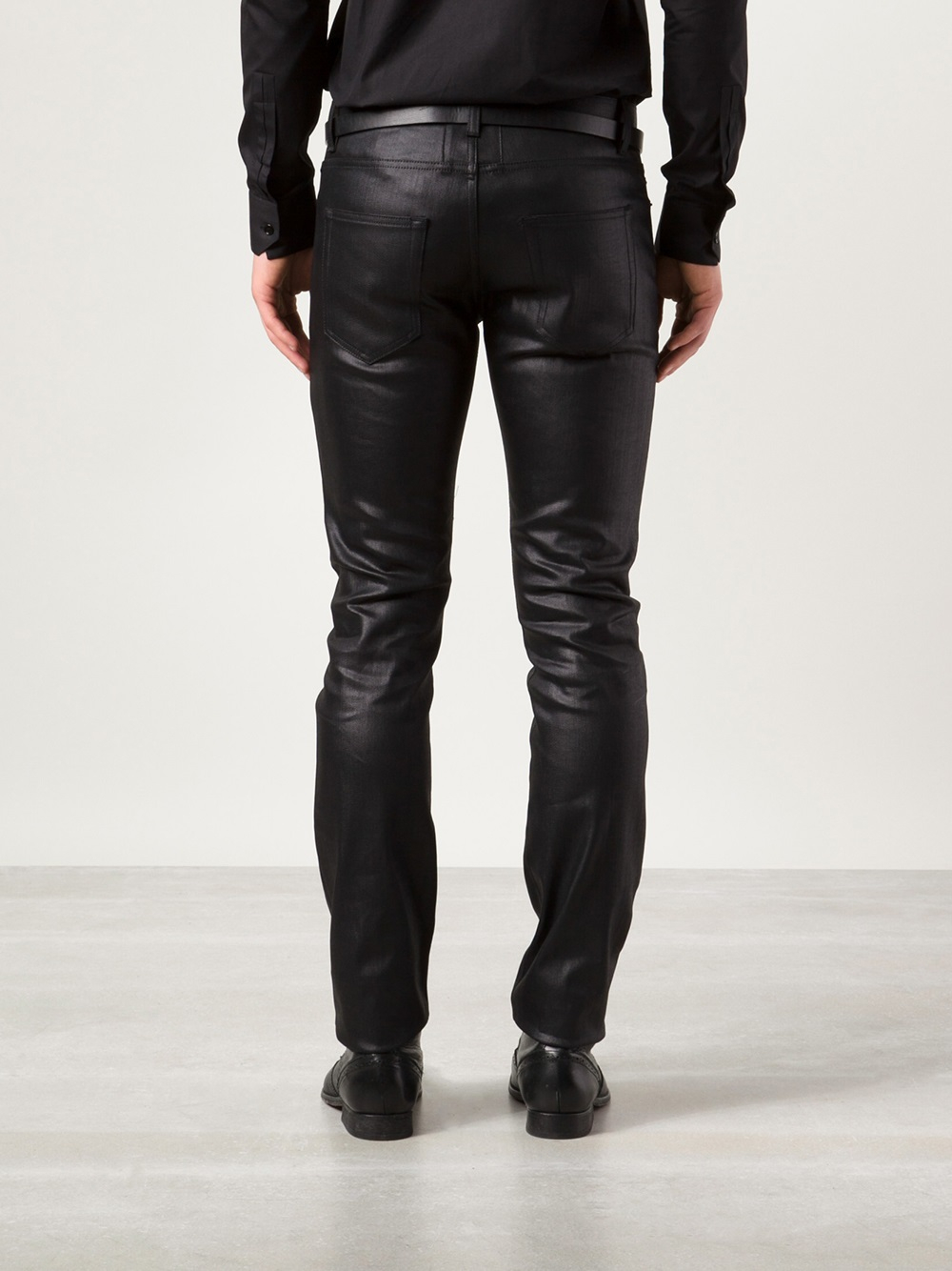 Lyst - Saint Laurent Wax Denim Jeans in Black for Men