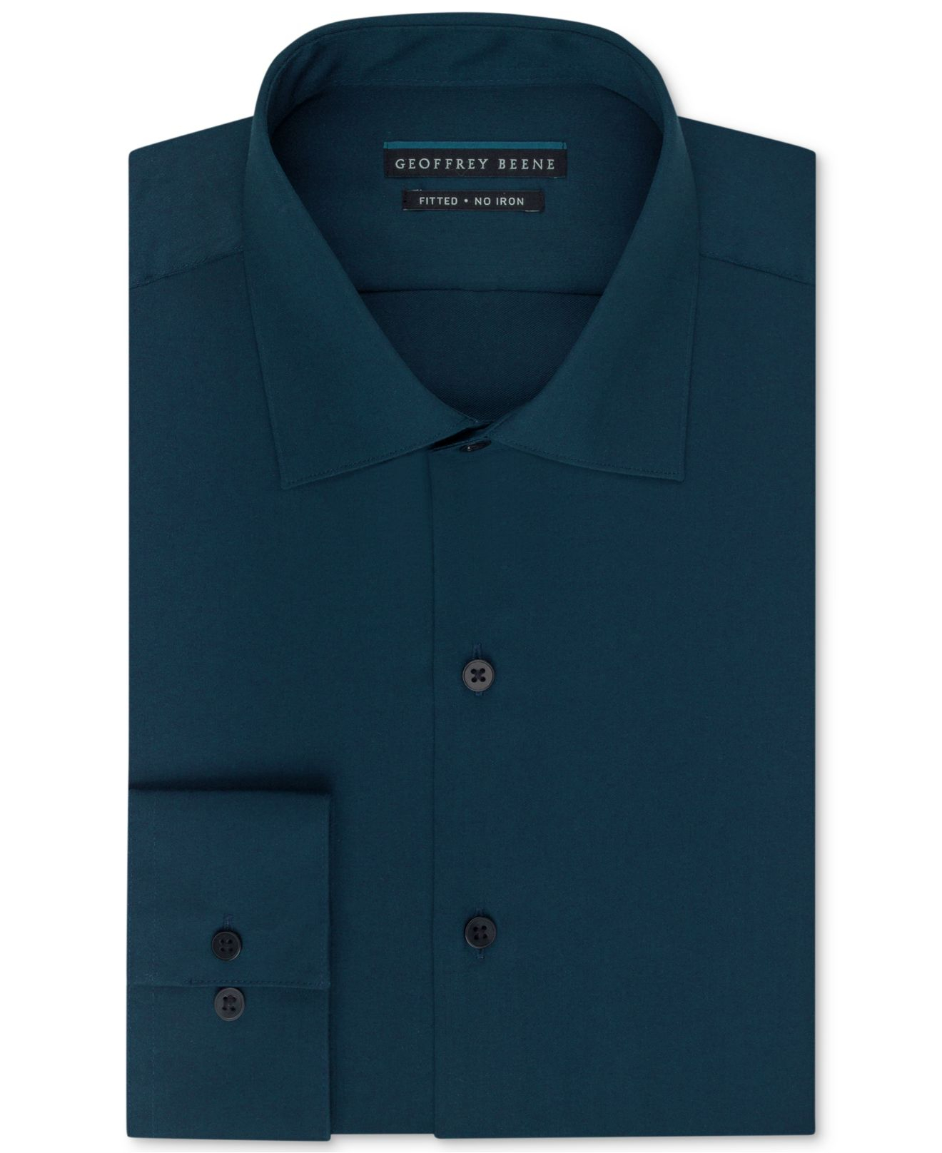 Geoffrey beene Non-Iron Fitted Stretch Sateen Solid Dress Shirt in Blue ...