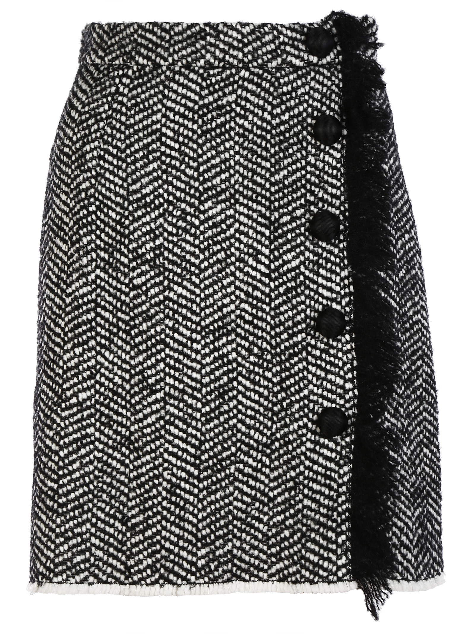 Dolce & Gabbana Dolce Gabbana Tweed Button Wrap Skirt in Black (Black ...