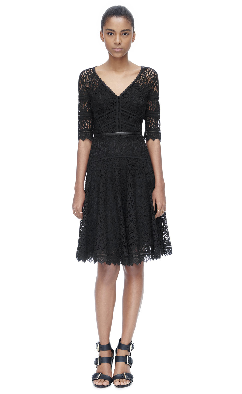 Rebecca taylor Lace Dress in Black | Lyst