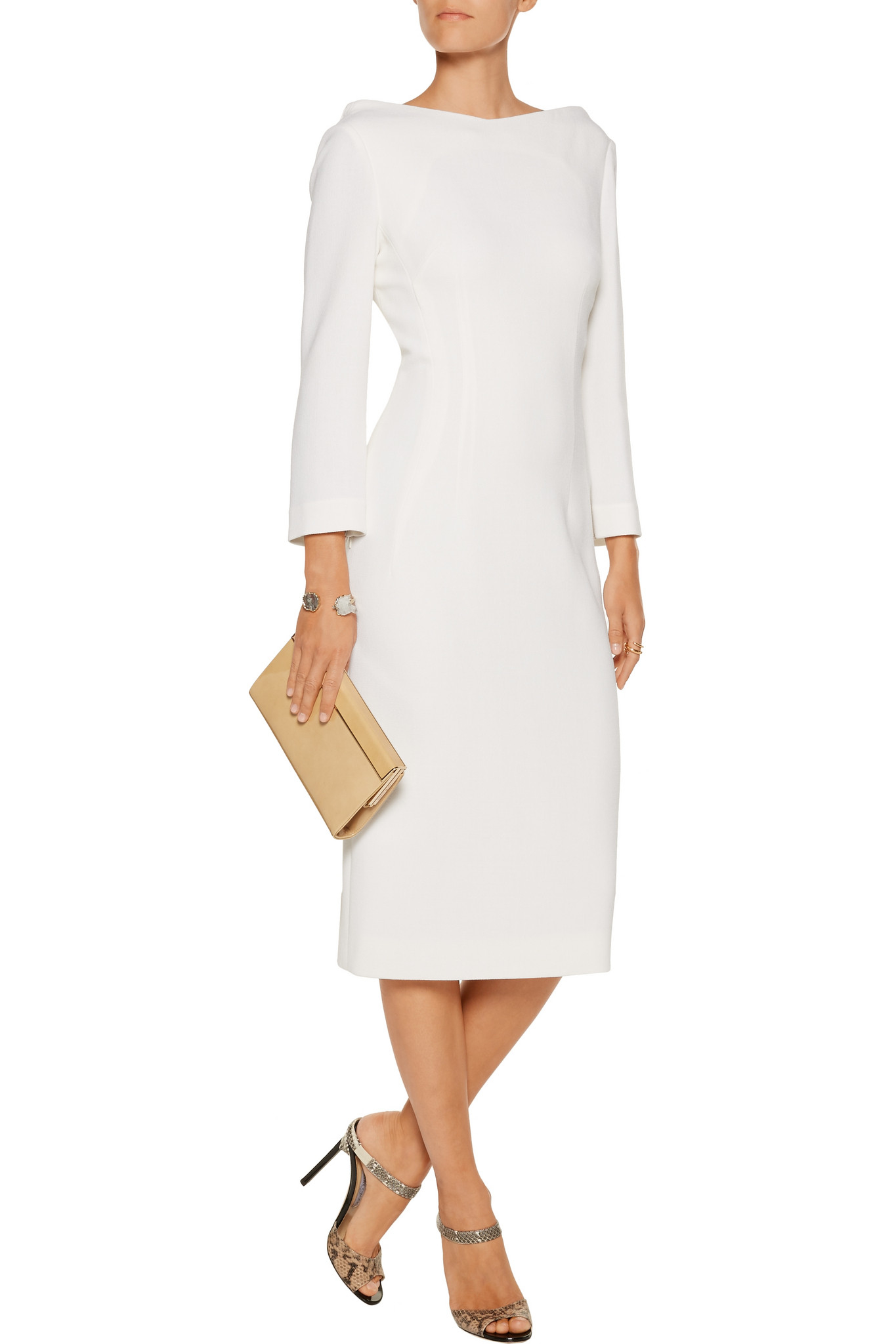 Lyst - Antonio Berardi Draped Wool-crepe Midi Dress in White