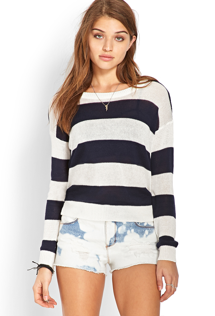 Lyst - Forever 21 Tomboy Striped Sweater in Blue