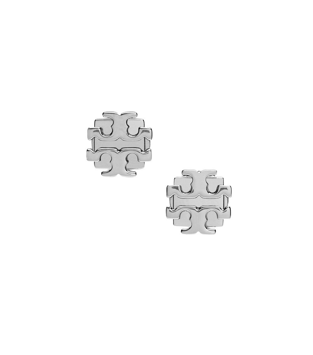 Lyst Tory Burch Small T Logo Stud Earring In Metallic Gallery Women S Logo Earrings