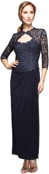 Alex Evenings Plus Size Embellished Draped Dress in Blue (navy) | Lyst