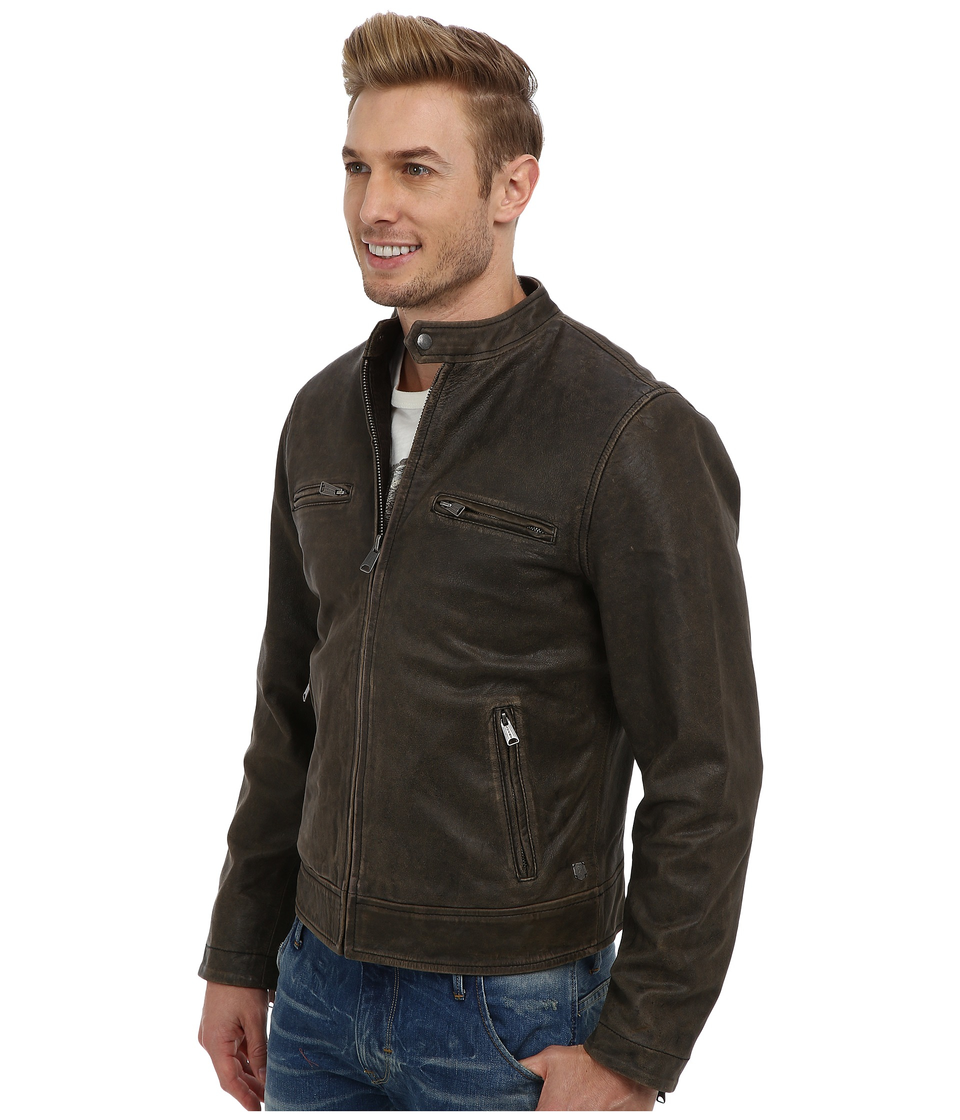 Lucky Brand Bonneville Leather Jacket In Black For Men Lyst Gallery