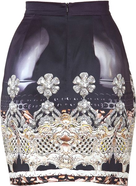 Mary Katrantzou Black Crystal Print Silk Tulip Skirt in Black | Lyst