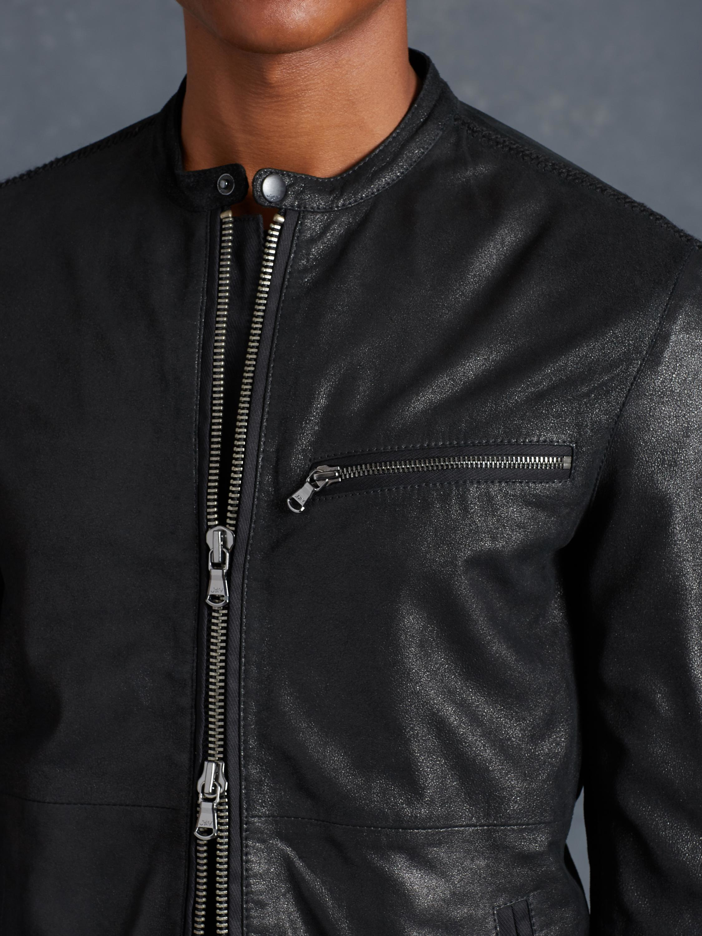 Lyst - John Varvatos Goatskin Racer Jacket in Black for Men