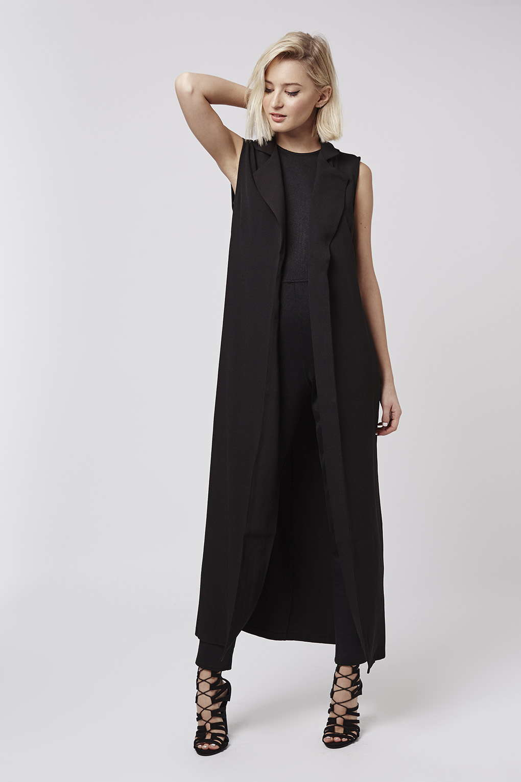 Topshop Sleeveless Jacket By Twin Sister in Black | Lyst