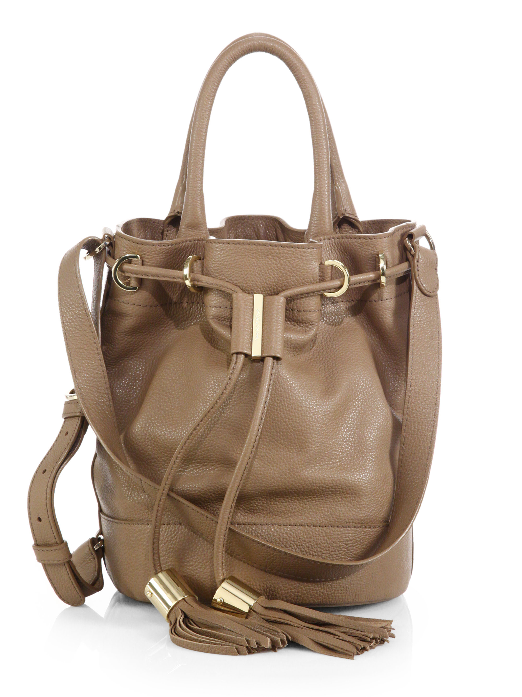 See by chloé Vicki Handcarry Leather Bucket Bag in Brown (TAUPE) | Lyst