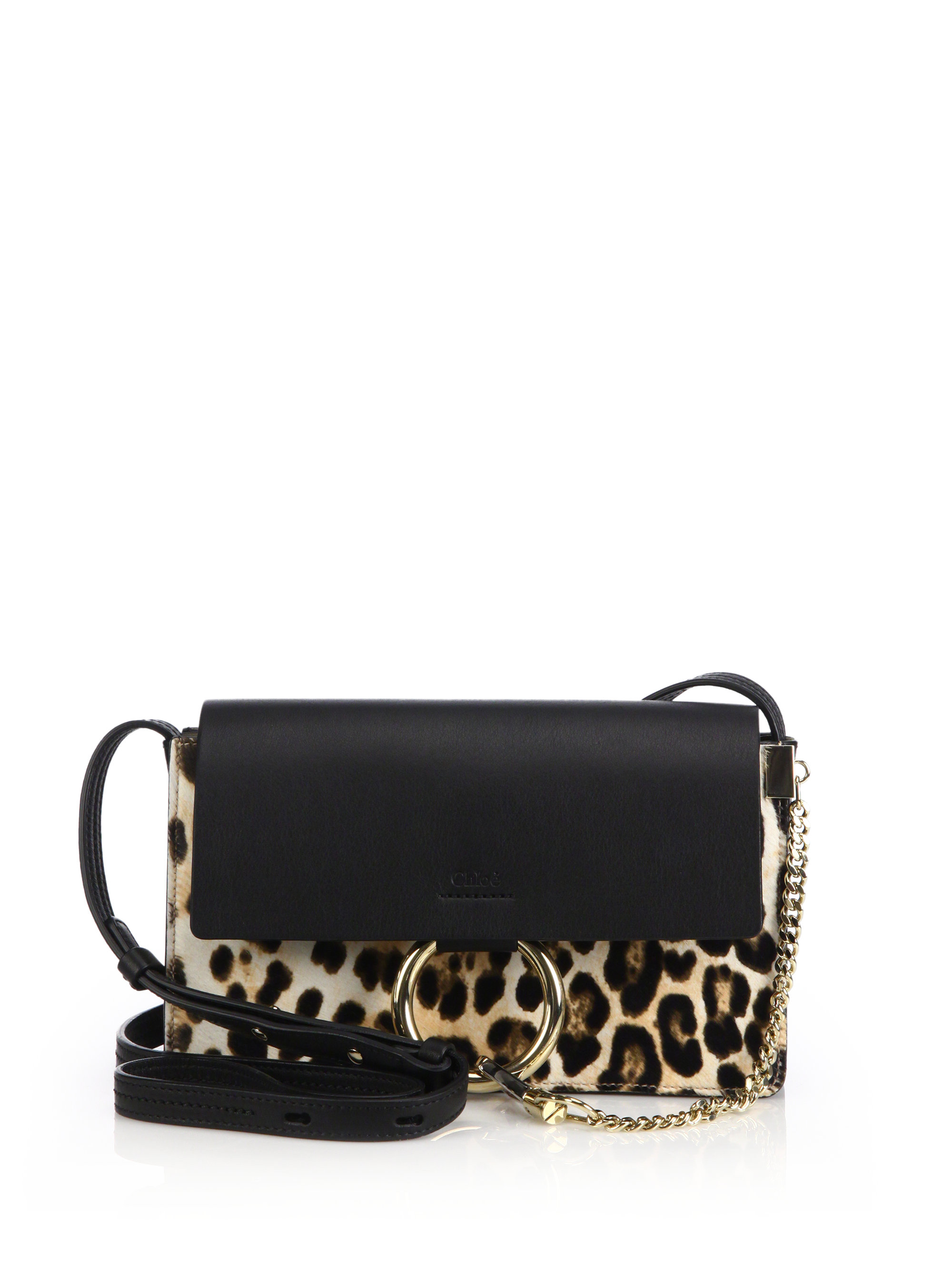 Chlo Faye Small Leopard-Print Leather Cross-Body Bag in Animal ...