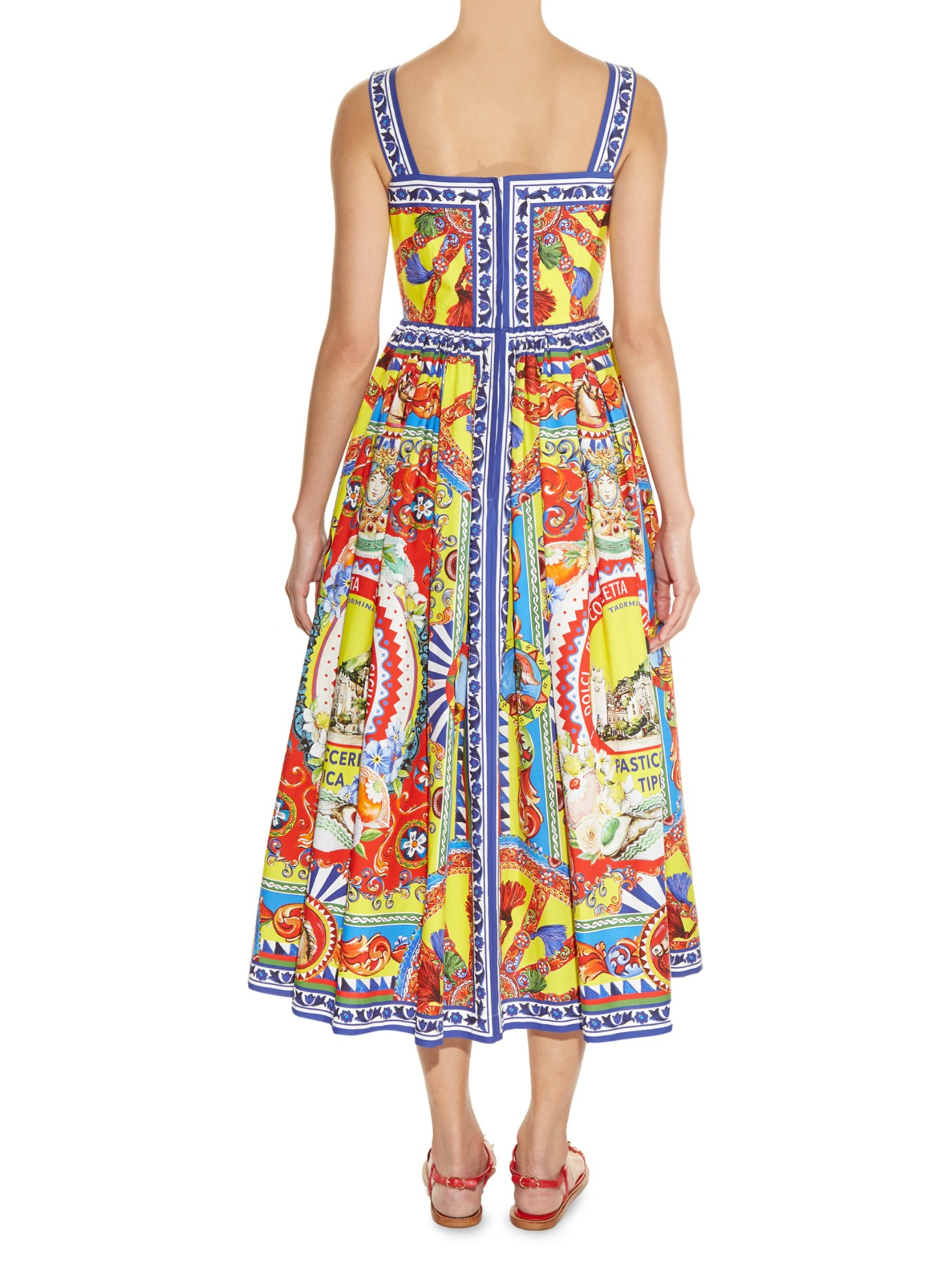 Dolce & Gabbana Cotton Sicilian-print Poplin Dress - Lyst
