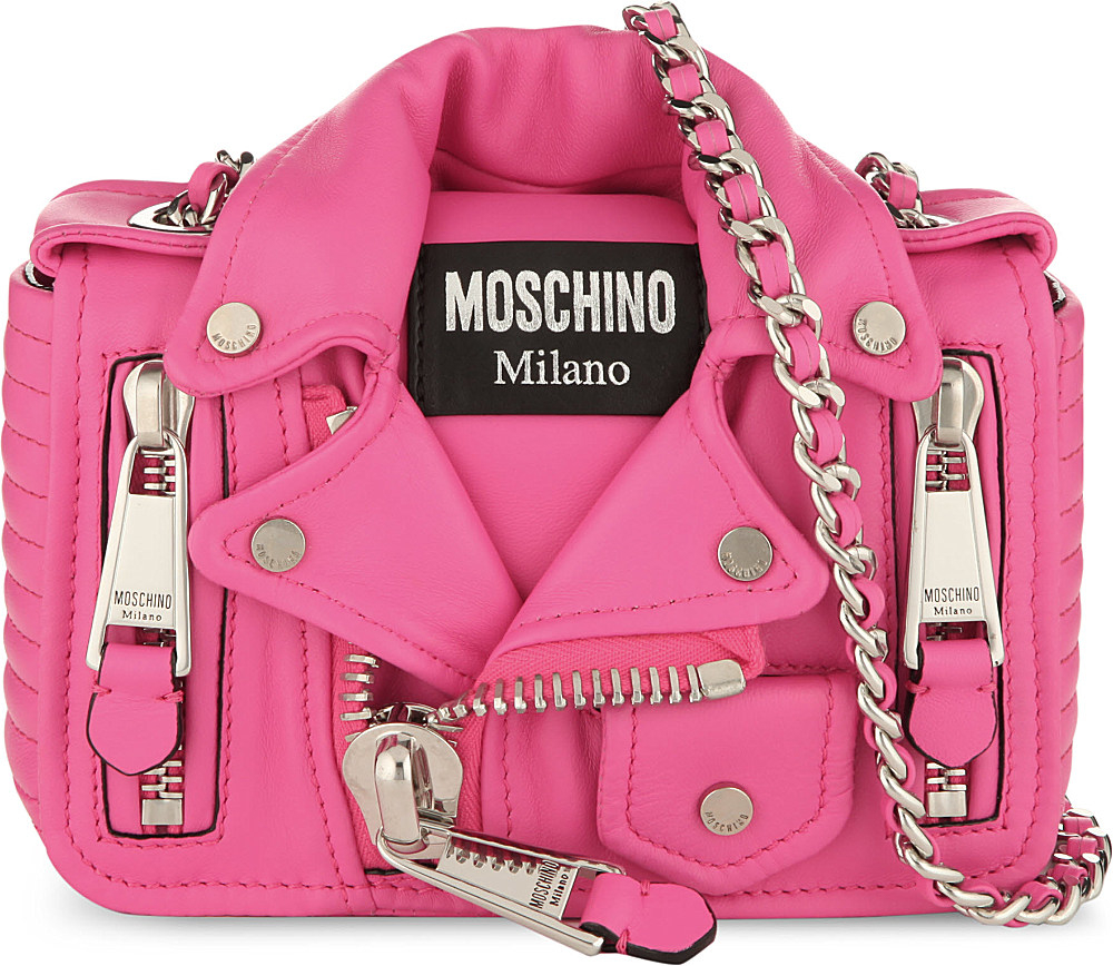 Moschino Biker Jacket Leather Shoulder Bag Pink in Pink | Lyst