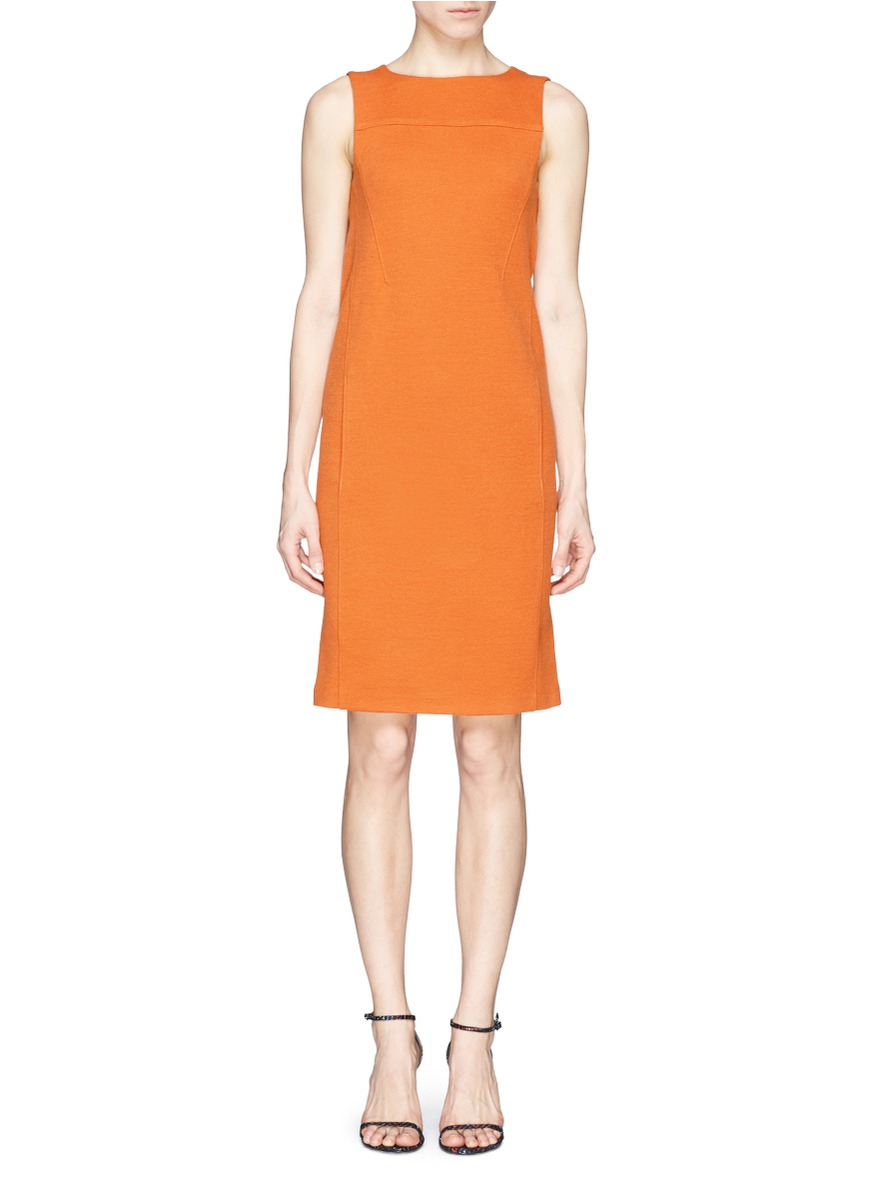 Armani Stretch Wool Blend Knit Dress in Orange | Lyst