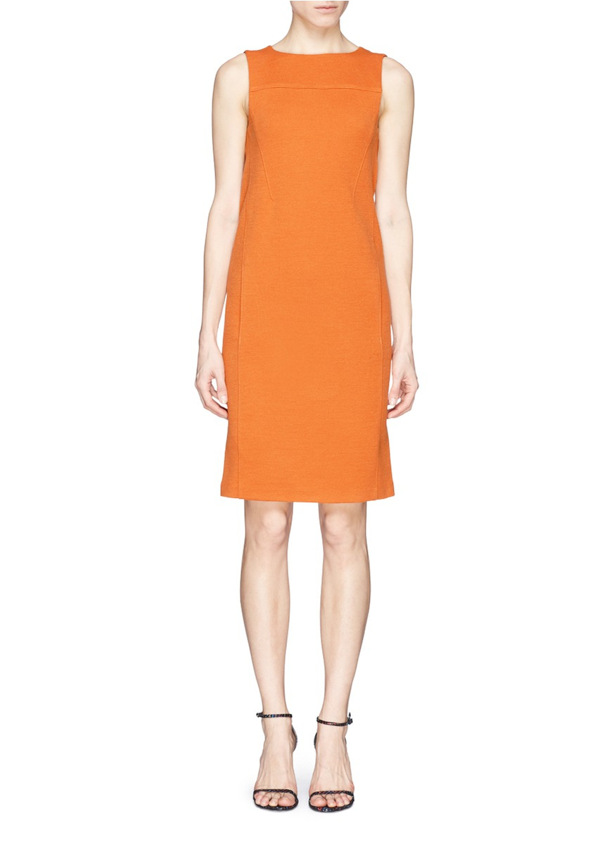 Armani Stretch Wool Blend Knit Dress in Orange Lyst