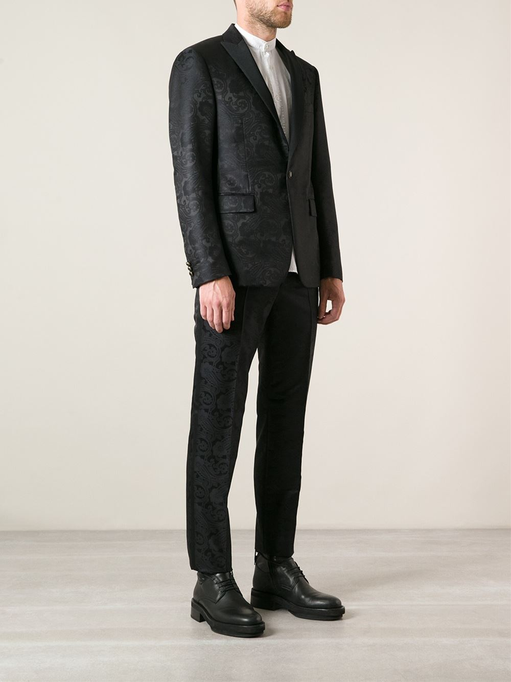 baroque black chiffon suit