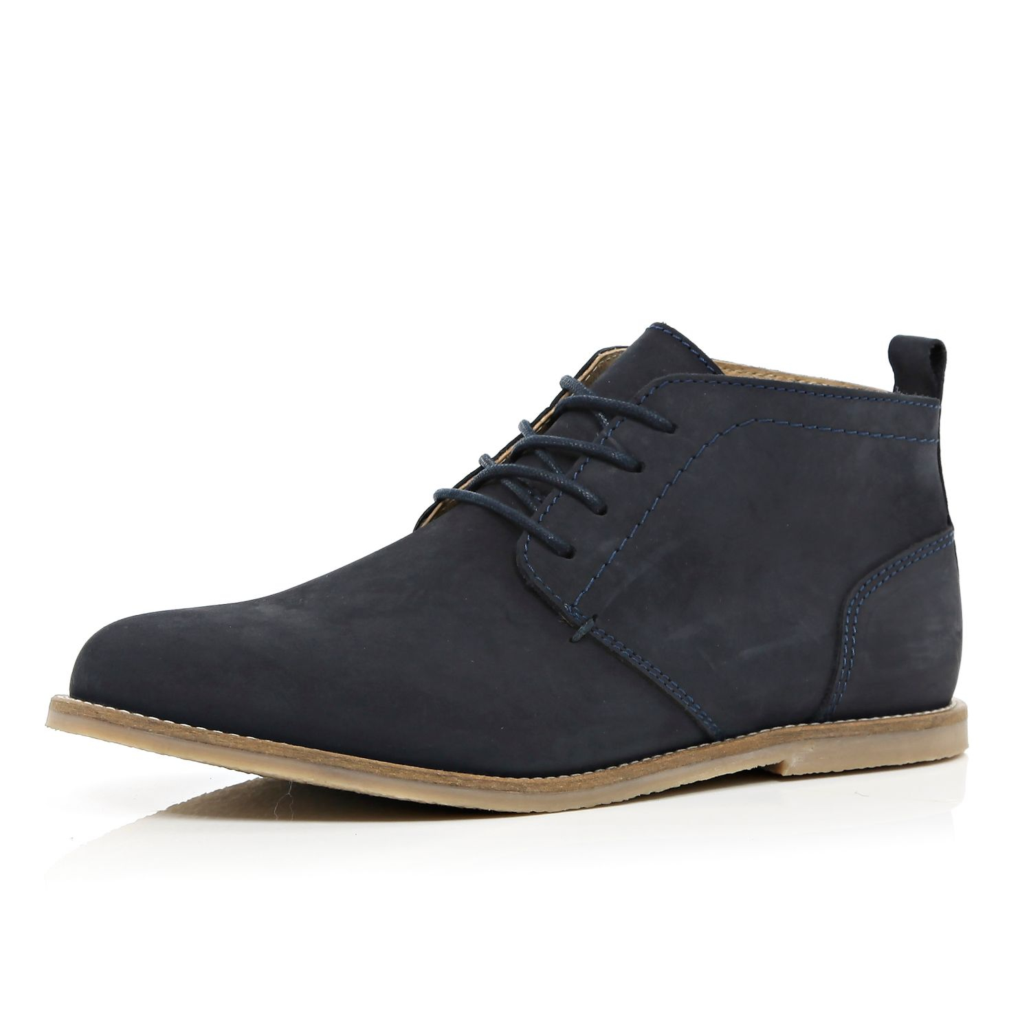 River Island Navy Lace Up Chukka Boots in Blue for Men (Navy) | Lyst