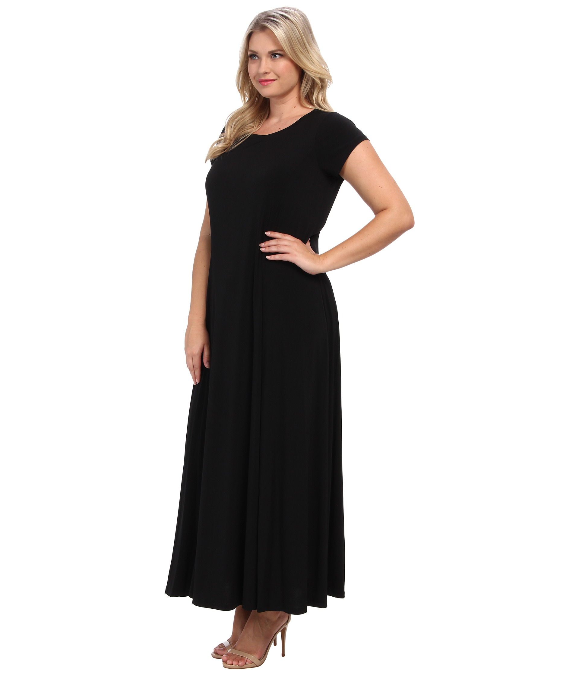 Michael michael kors Plus Size Cap Sleeve Slit Maxi Dress in Black | Lyst
