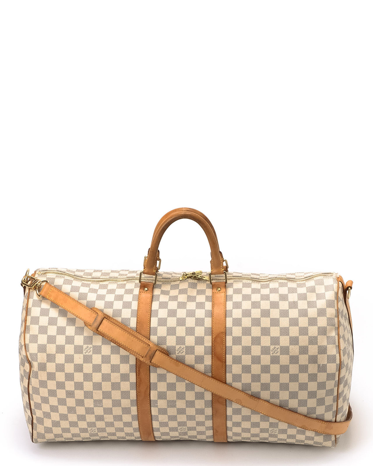 Lyst - Louis Vuitton Damier Azur Keepall 55 Bandou Travel Bag in White