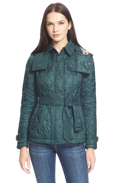 Lyst - Burberry Brit 'finsbridge' Short Quilted Jacket in Green