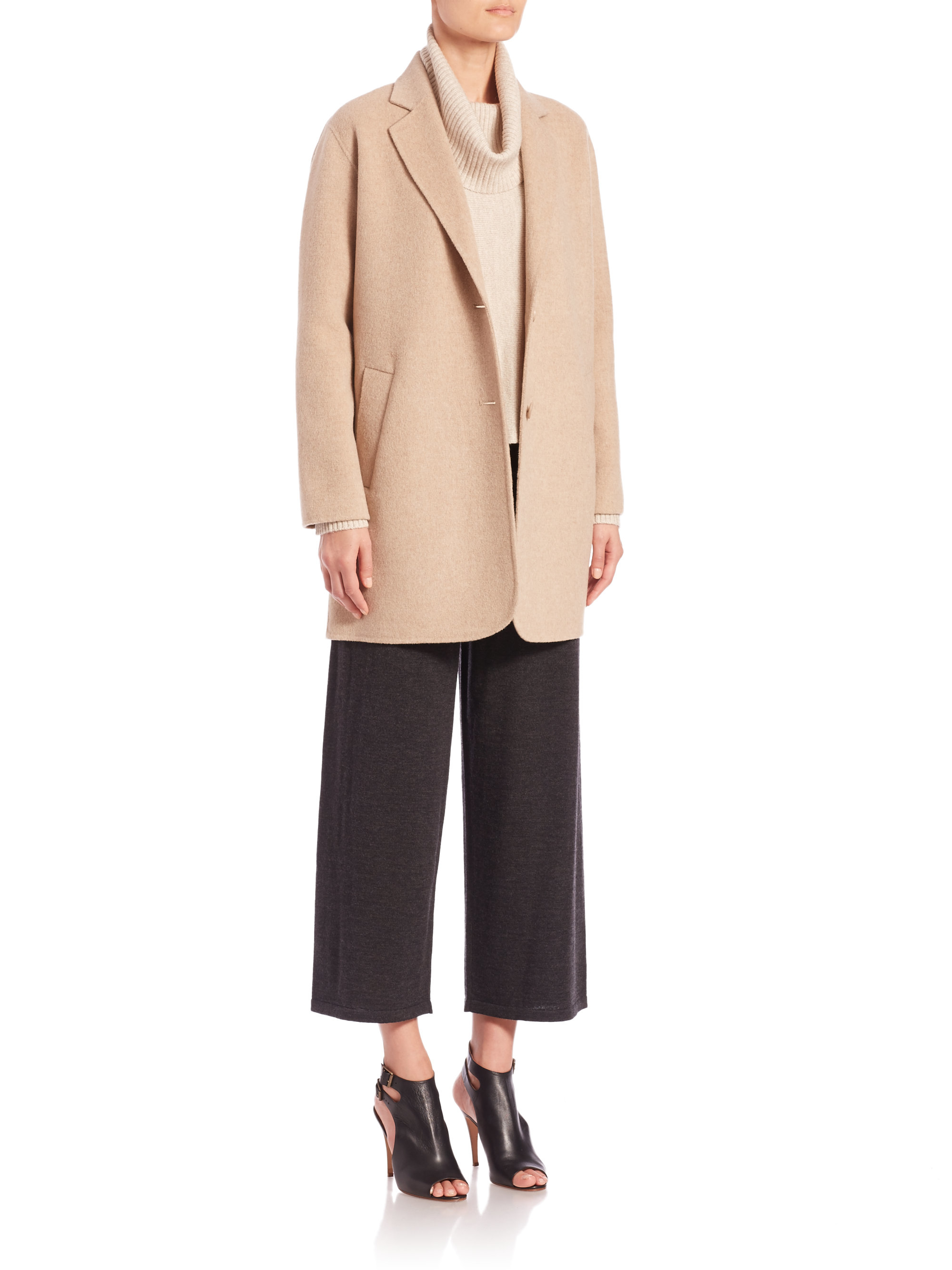 Lyst - Eileen Fisher Brushed Wool-blend Oversized Blazer in Natural