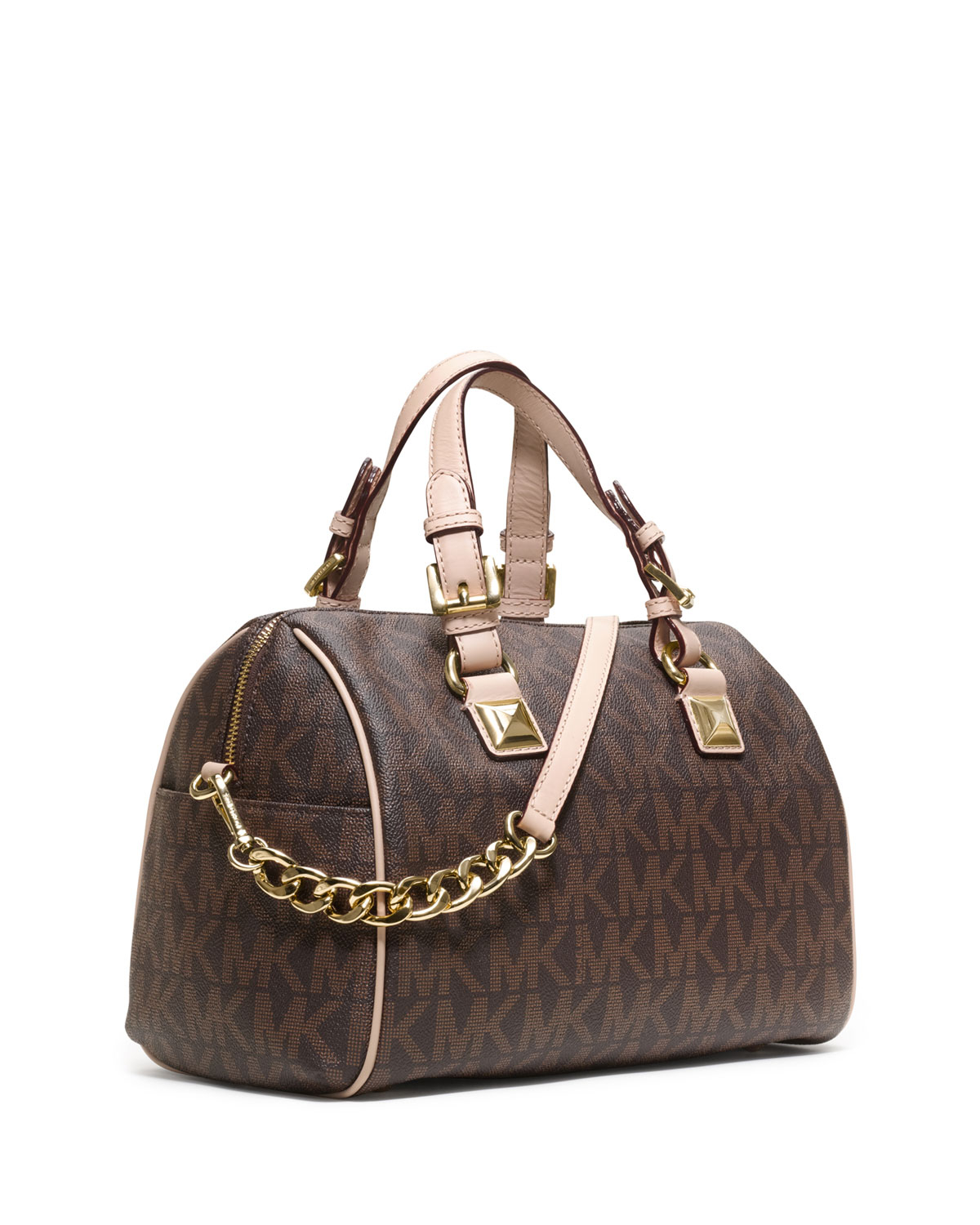 Michael Michael Kors Medium Grayson Logo Monogram Satchel In Brown | Lyst