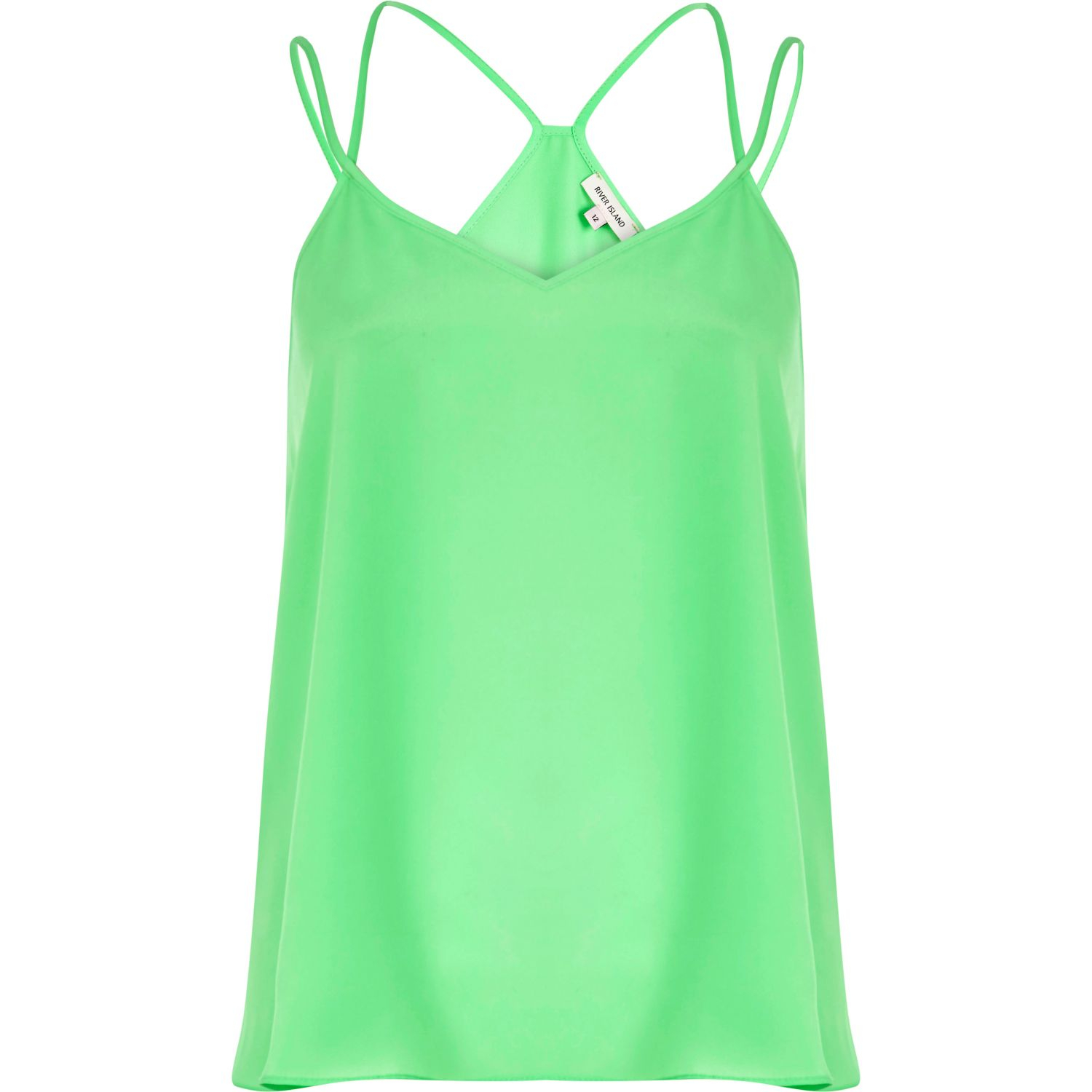 River island Green Double Strap V Neck Cami Top in Green | Lyst