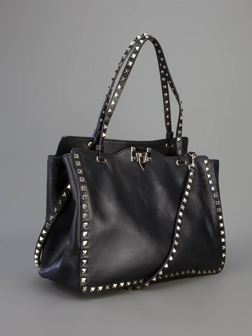 Lyst - Valentino Studded Leather Tote in Black
