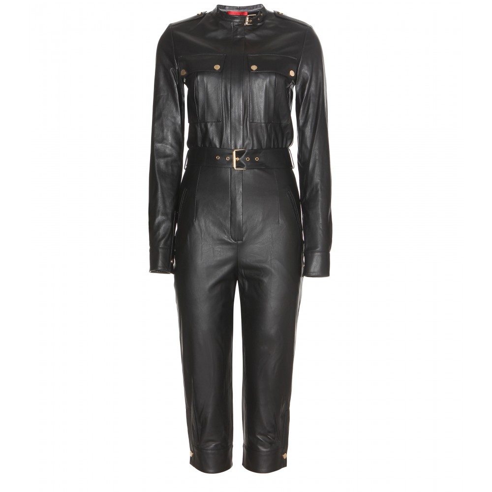 Lyst - Tamara mellon Leather Jumpsuit in Black