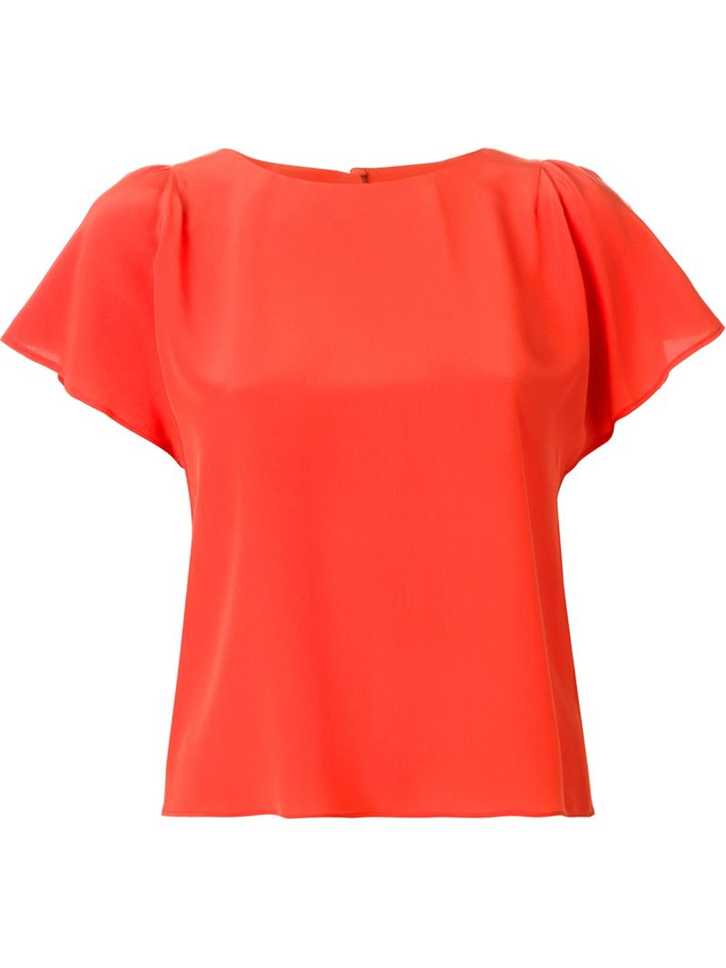 Lyst - Red Valentino Flutter Sleeve Blouse in Orange