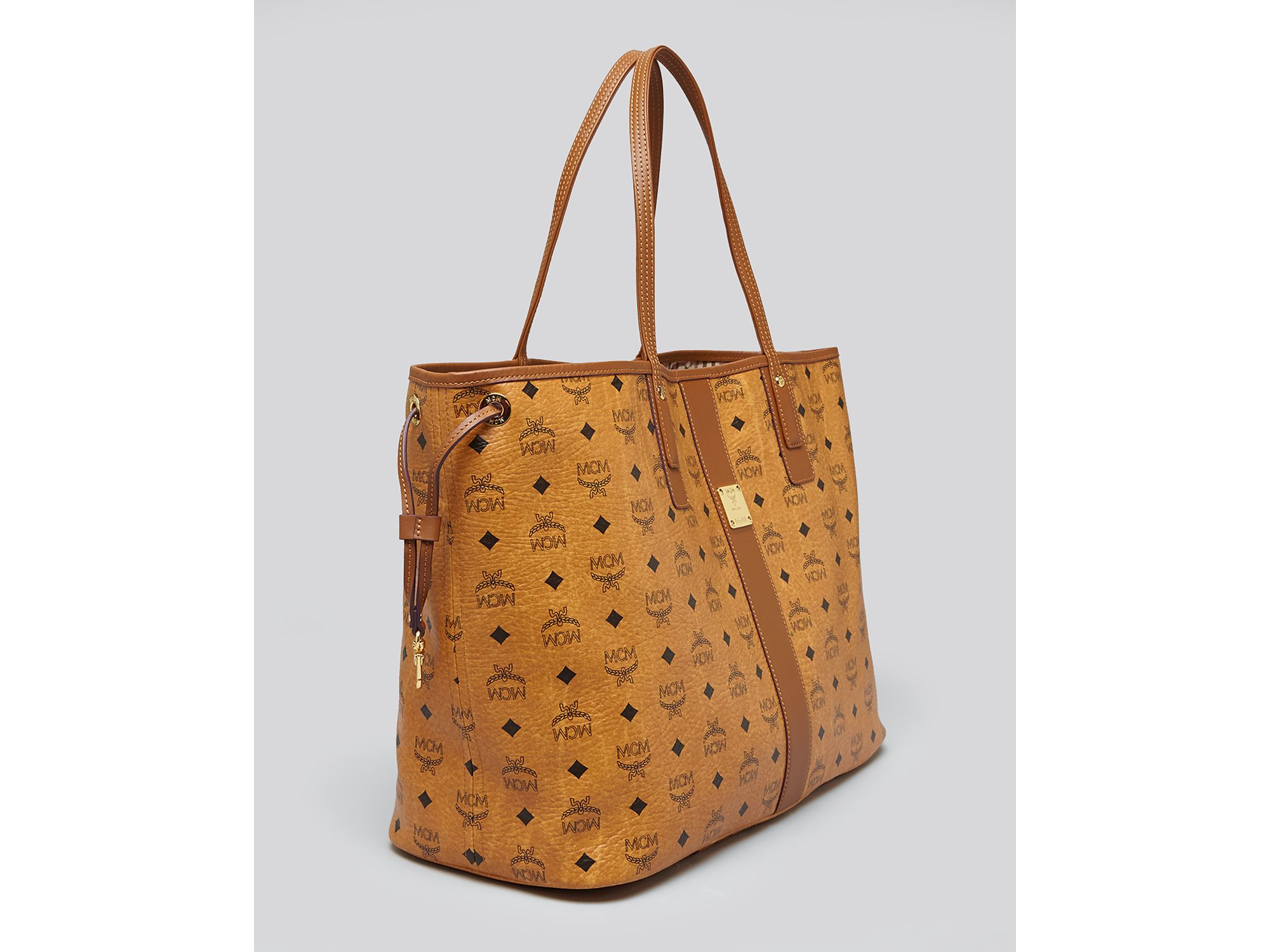 mcm liz large shopper bag cognac