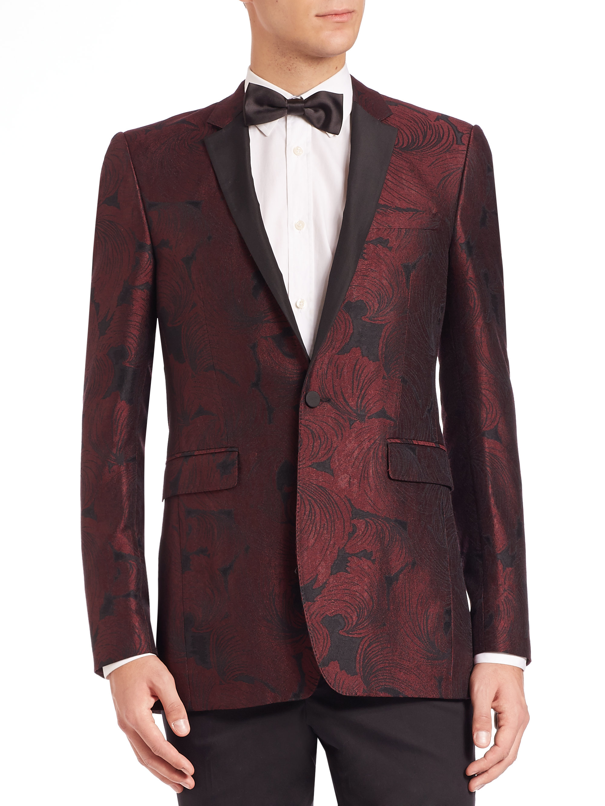 Burberry Silk Jacquard Sportcoat in Red for Men | Lyst