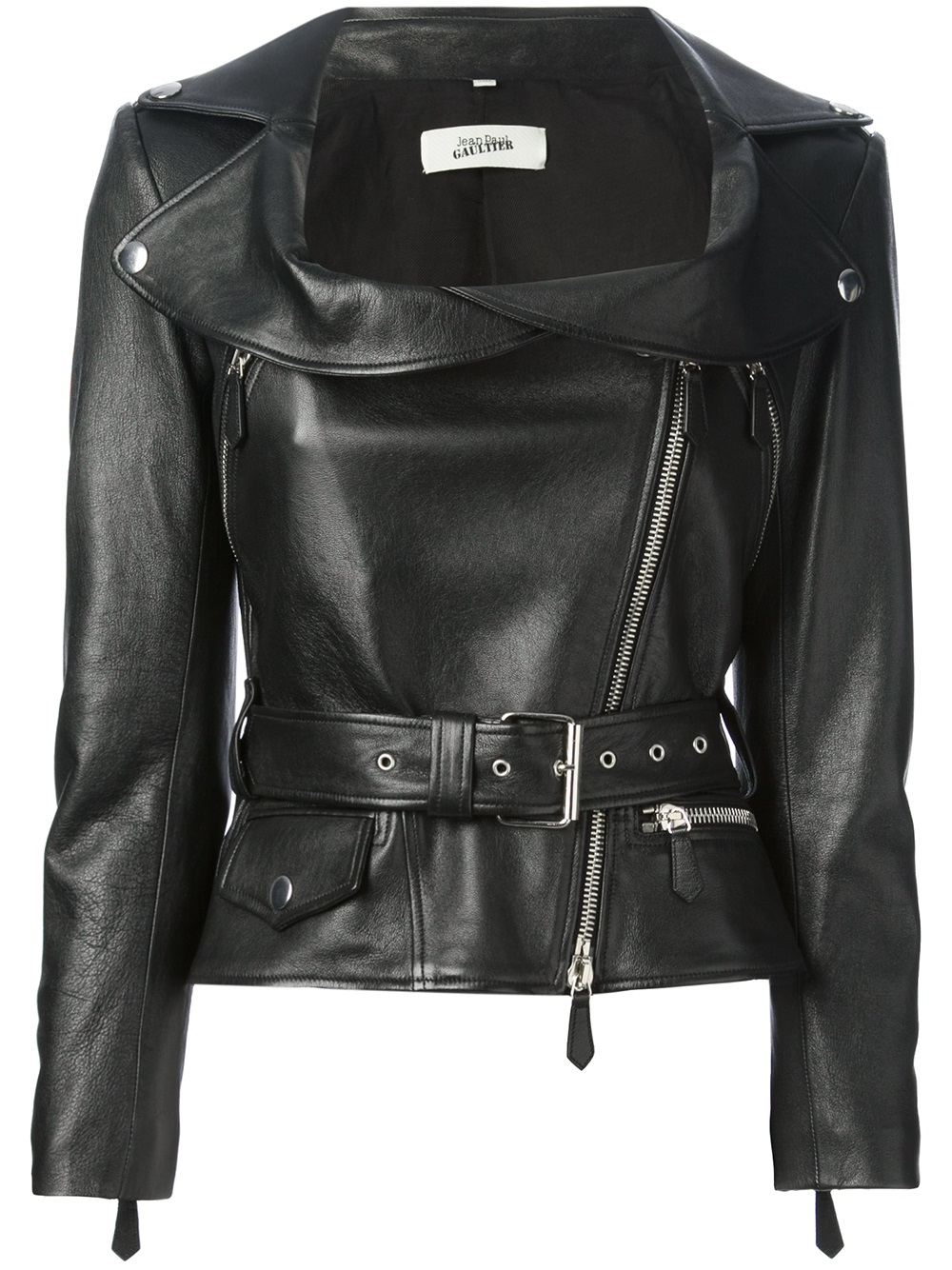 Lyst - Jean paul gaultier Open Collar Biker Jacket in Black