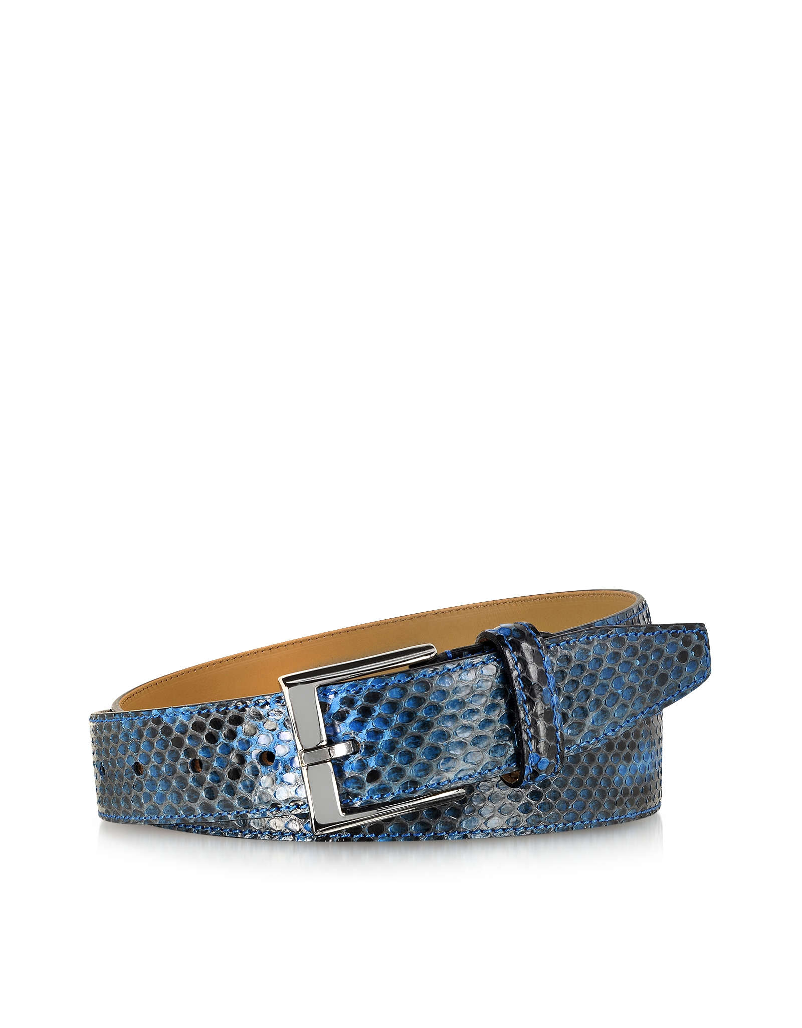 Forzieri Blue Python Leather Men'S Belt in Blue for Men | Lyst