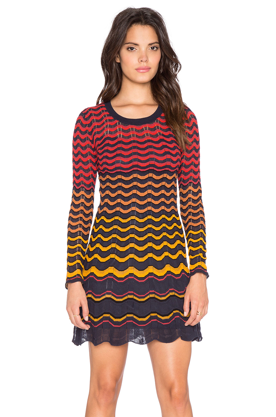 Zigzag Long Sleeve Mini Dress