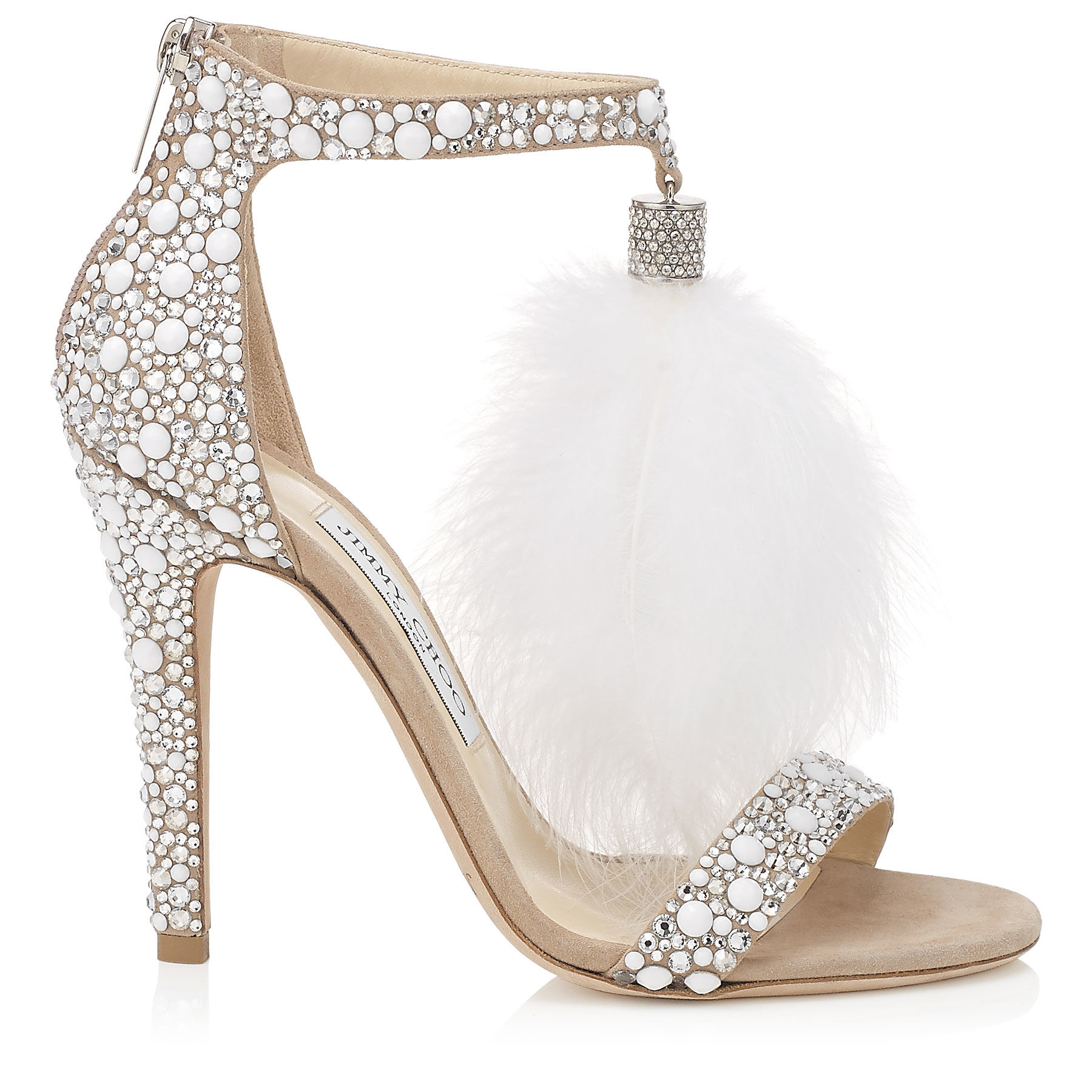 Jimmy choo Viola 110 White Suede And Hot Fix Crystal Embellished ...