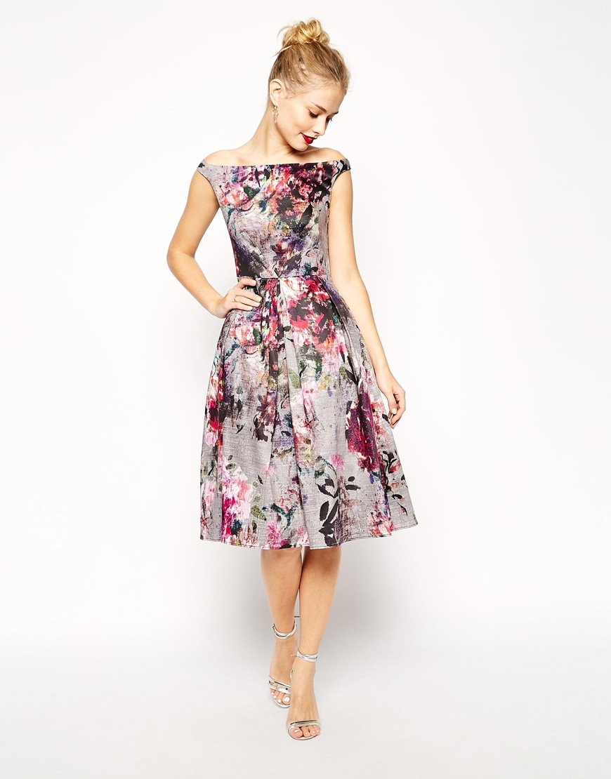 Lyst - Asos Beautiful Floral Printed Midi Prom Dress