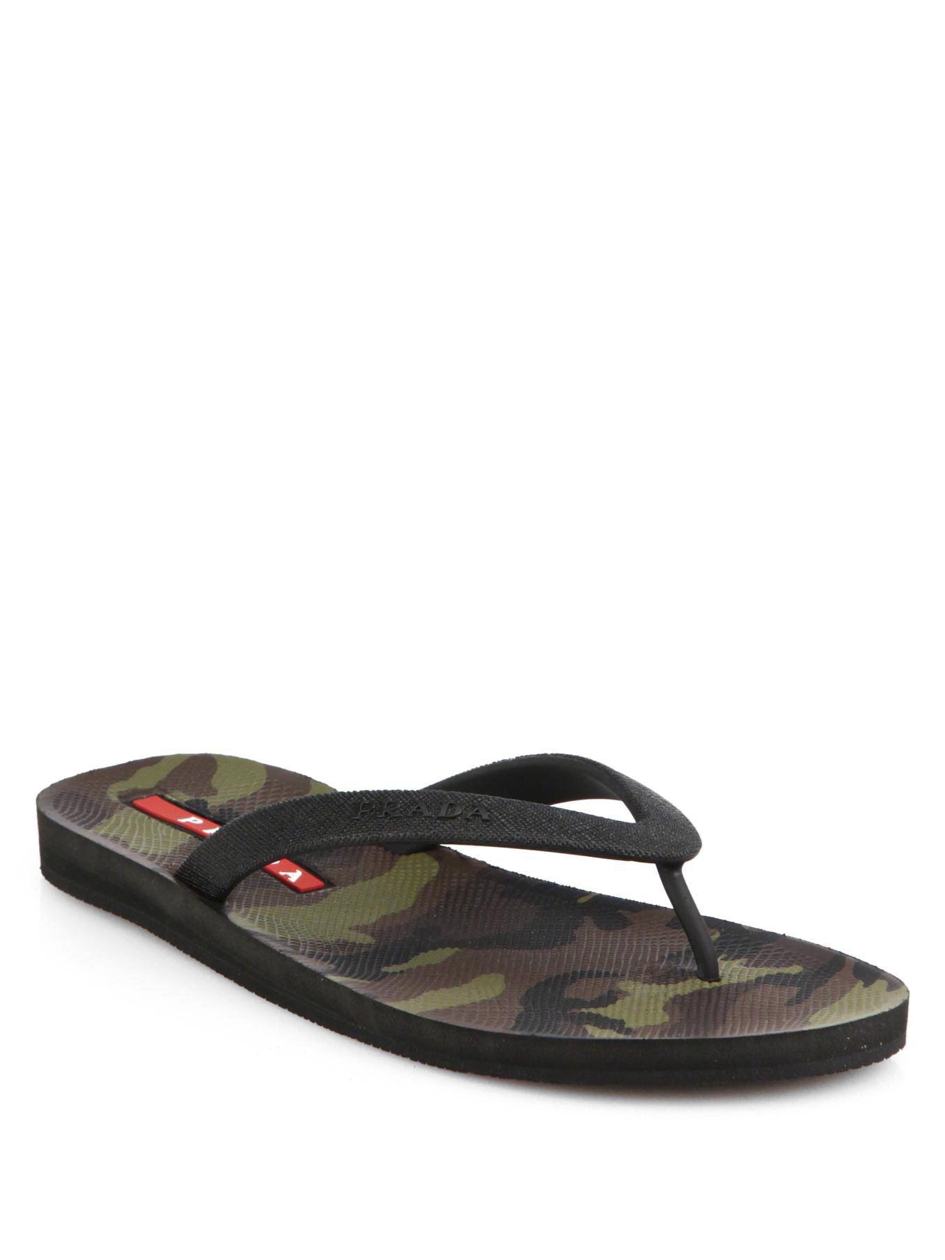 Lyst - Prada Camo Flip Flops in Green for Men