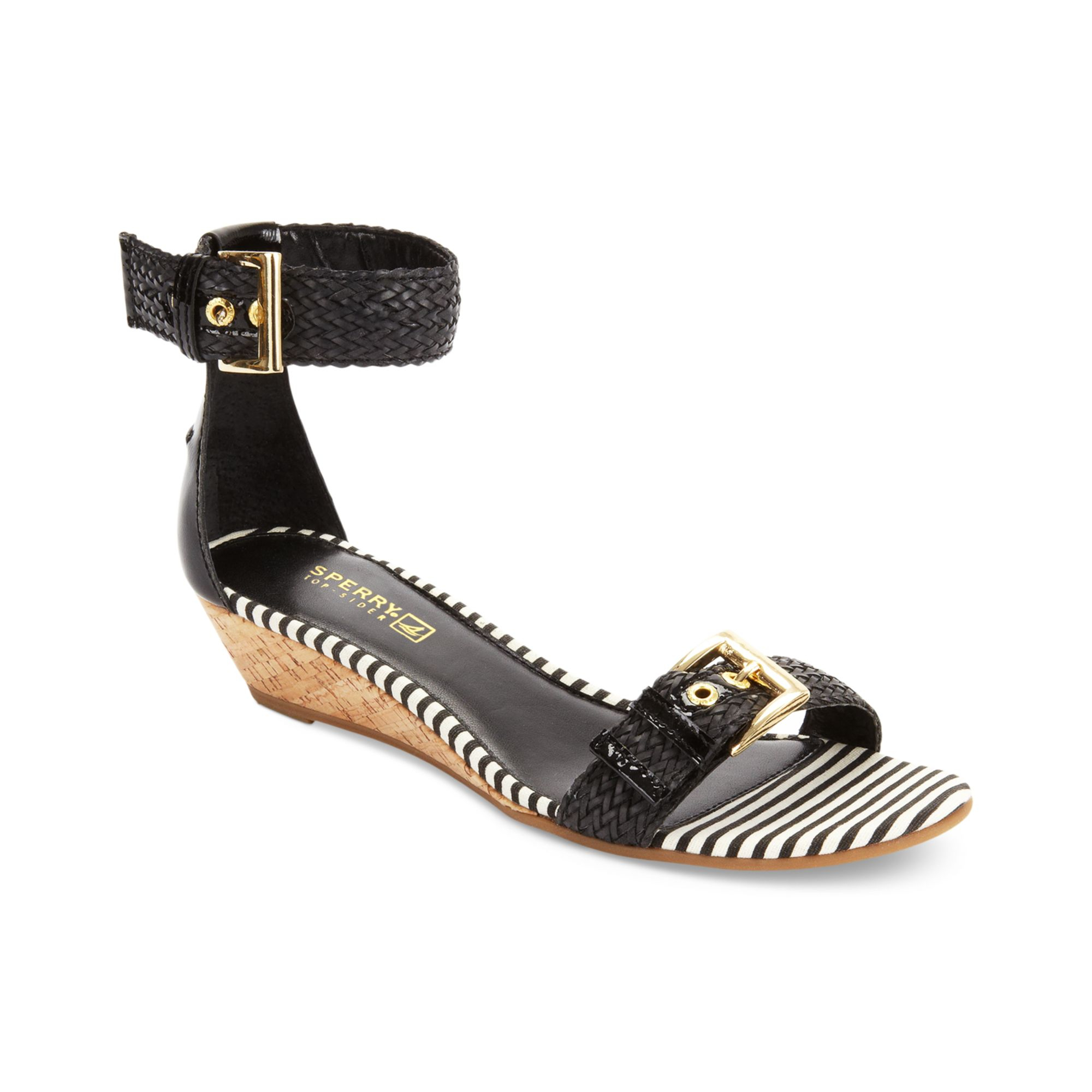 Sperry Top-sider Lynnbrook Wedge Sandals in Black (black woven) | Lyst