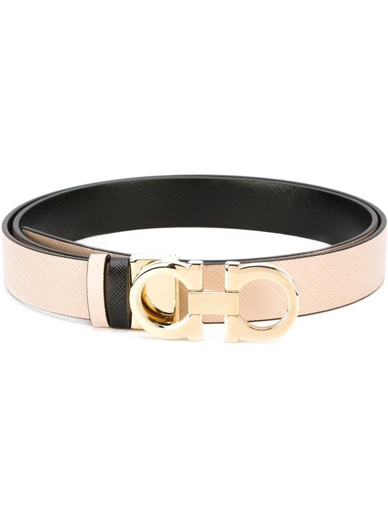 Ferragamo Gancini Buckle Belt in Pink - Lyst