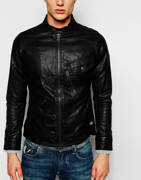 G-star Raw G Star Jacket Defend Faux Leather Slim Fit Zip Front in ...