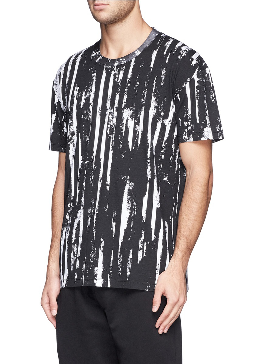 Lyst - Mcq Scratch Paint Stripes Print T-shirt in Black for Men