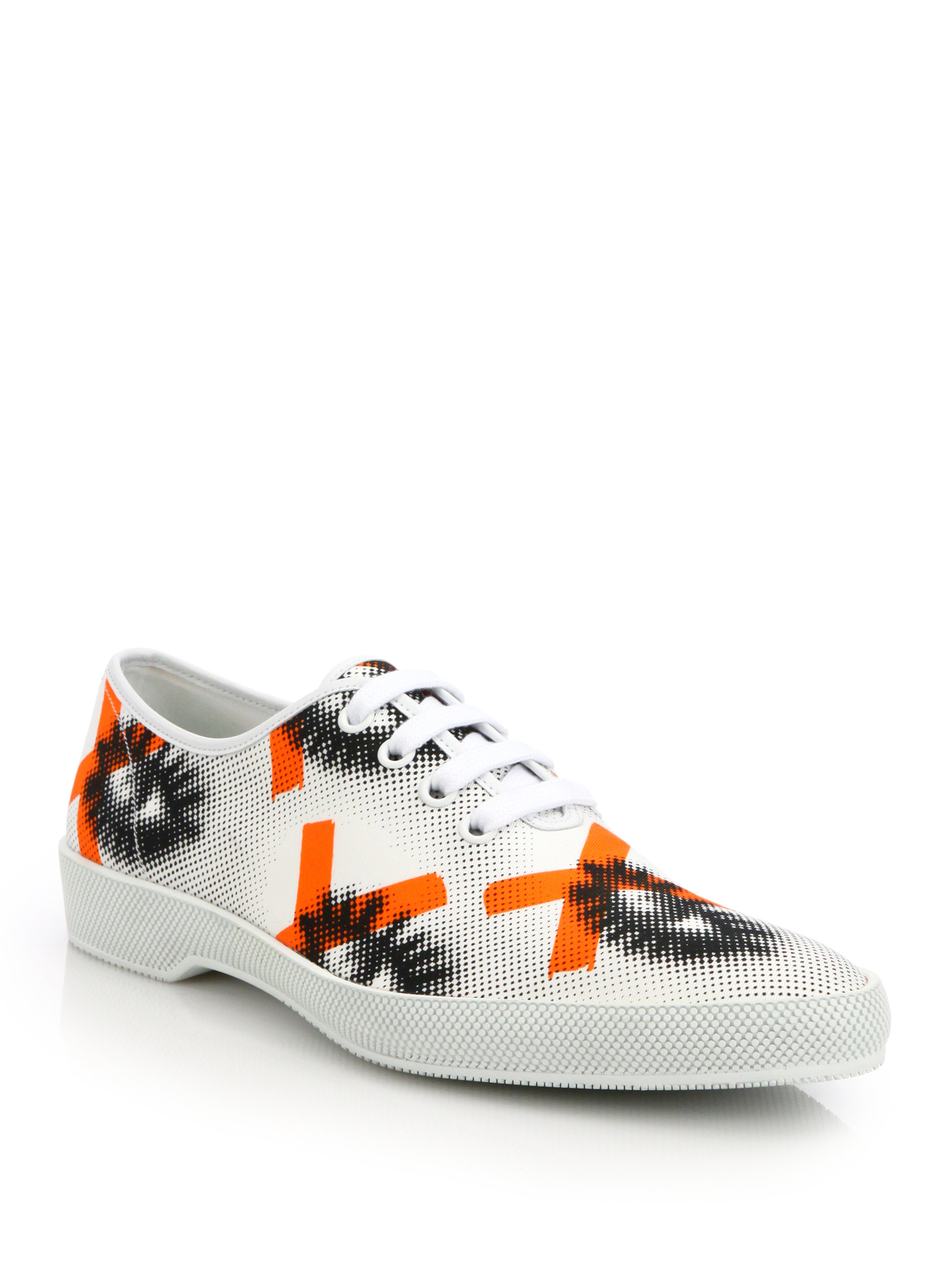 Download Prada Eye-print Canvas Sneakers in Orange for Men - Lyst